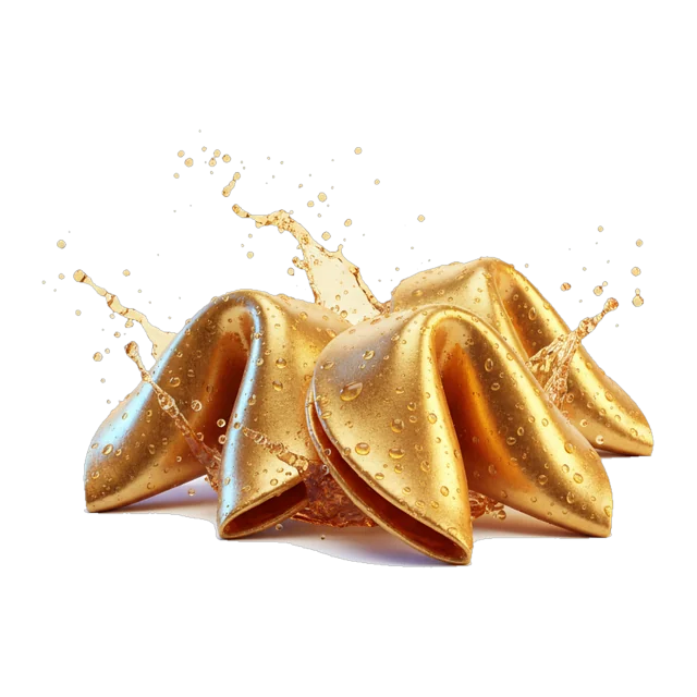 Three golden fortune cookies
